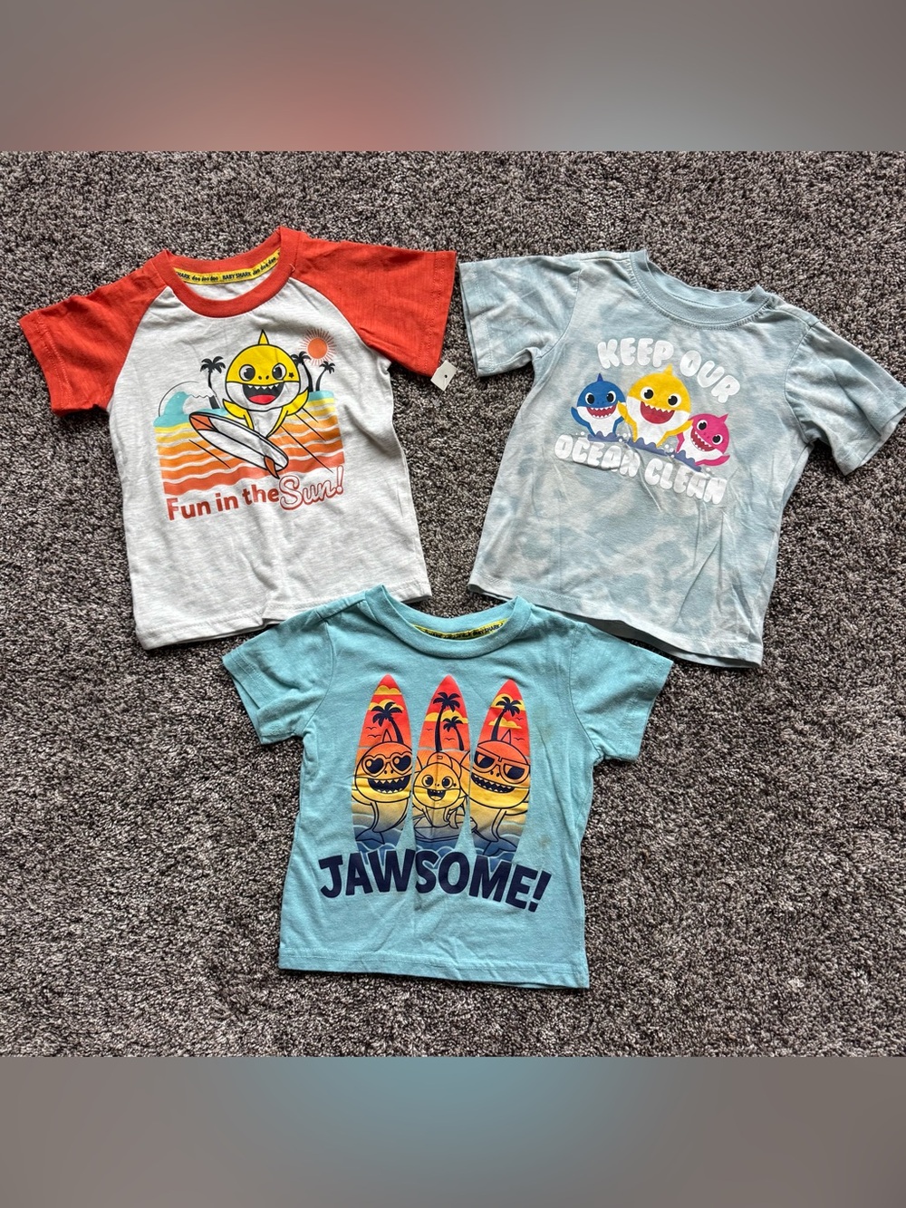 Nickelodeon Baby Shark Tee Bundle - Blue, Light Blue, Orange